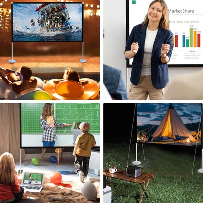 Portable Projector Screen Stand Outdoor: Movie Projection Screen 80 inch 4K HD16:9 Outside Screen with Carry Bag for Home Theater Backyard Cinema Travel Foldable Anti Crease - size: 80 inch