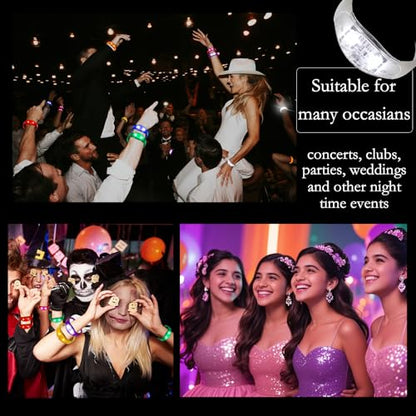 100 Pcs LED Bracelets Sound Activated with Flashing LED Strobe Music Control Light Up Bracelets for Rave, Game Prizes, Birthday Party Favor,Valentine's Day gift - color: Red, Yellow, Blue, Green, Orange, White, Purple, Rose Red