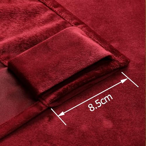 Benedeco Burgundy Red Velvet Blackout Curtains 52x63, Back Tab, 2 Panels | Elegant Room Darkening Thermal Insulated Energy Saving Noise Reducing Velvet Window Drapes for Living Room, Bedroom