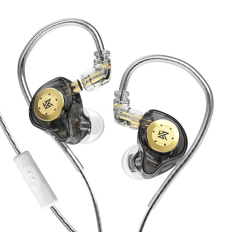 KZ EDX PRO in-Ear Headphone,Black with Mic | Headphones With Radio Built In,1DD Stereo Bass Earbuds Wired,3.5mm Plug & 2pin Detachable Cable,for Musician,Singer,Guitarist - color: Black, size: with Mic