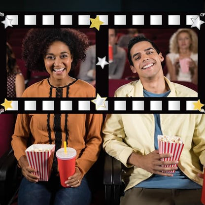 Large Fabric Movies Theme Photo Booth Props Film Themed Party Decoration Movie Theater Photo Frame Camera Action Party Backdrop Movie Theater Hanging for Film Favor Night Theme Birthday Supplies