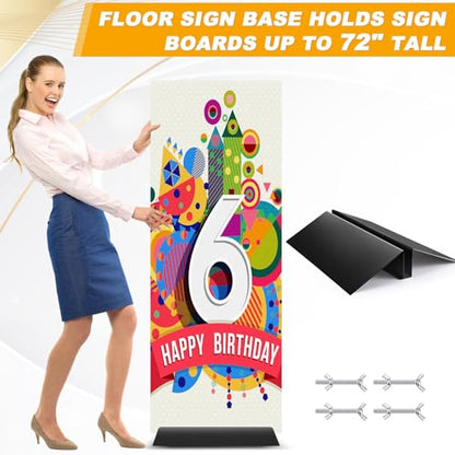 Blulu 2 Pcs 24 Inches Metal Floor Sign Stand Holder M Mount Holder Graphic Floor Standing Display Stand for Composite Foam Board, Acrylic Glass Sign, Base Only - size: 24 Inches