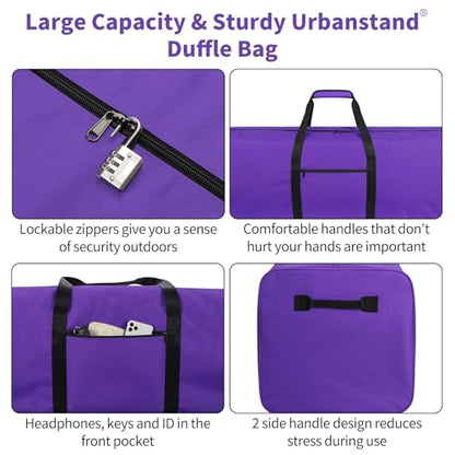 Urbanstand 52 inch Foldable Duffel Lock Zipper Travel Camp, Purple | 600D Water-Resistant Ripstop Polyester, Foldable Design, Padded Handle, Holds Tent, Tripod, Fishing Rod & Sports Equipment - color: Purple, size: 52 Inch