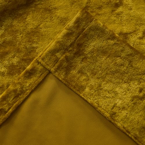 Yellow Velvet Curtains 2 Panels Set - 84 inches Long Room Darkening Luxury Distressed Crushd Velvet Rod Pocket Window Drapes for Living Room Bedroom 52" W x 84" L Mustard - color: Chartreuse, size: 52"W x 84"L (Pack of 2)