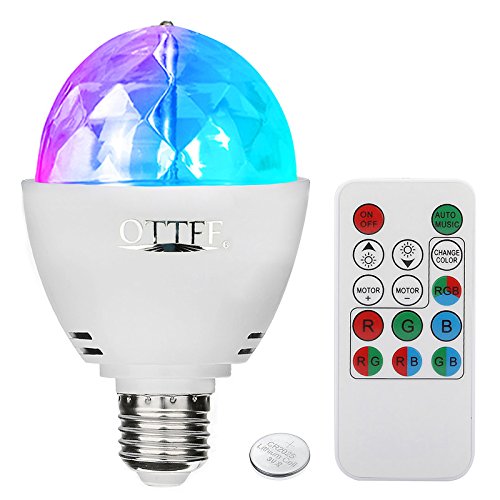 3W E26 LED Rotating Disco Ball Bulb, Remote Controlled Strobe Light