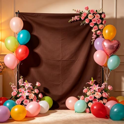 Brown Photography Backdrop for Photoshoot, 10x10 Ft Polyester Photo Backdrop Curtains, Brown Backdrops Screen for Photo Studio, Video, Content Creators, Birthday Parties Background - color: Brown