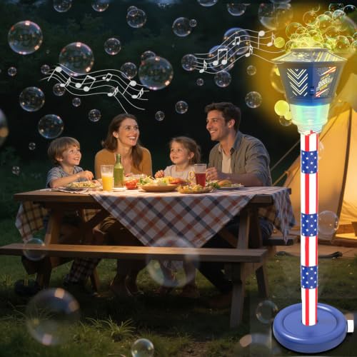 Bubble Machine for Kids Bubble Blower Maker with Lights and Music Automatic Bubble Stand Machine for Parties Birthday Wedding Toddlers Kid Summer Outdoor Toys (Blue) - color: Blue