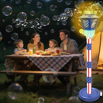 Bubble Machine for Kids Bubble Blower Maker with Lights and Music Automatic Bubble Stand Machine for Parties Birthday Wedding Toddlers Kid Summer Outdoor Toys (Blue) - color: Blue