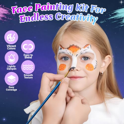 20 Colors Face Painting Kit for Kids & Adults, Non‑Toxic Face Paint Set
