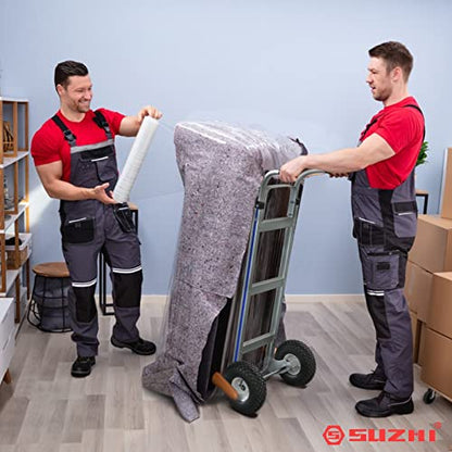 Suzhi Two Large Wheel Hand Truck Dolly Cart with Wheels Heavy Duty/with 2 Wheels / 600Lbs Load, 2 Straps for Furniture/Appliance/Carton/Warehouse/Office /10 Minutes to Install as Video - color: White