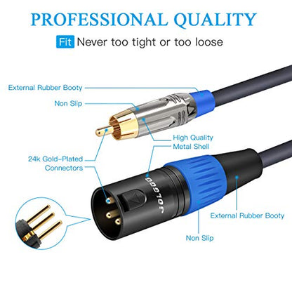 JOLGOO RCA to XLR Cable - Dual RCA to Dual XLR HiFi Audio Cable, 25 Feet, 4N OFC Wire, for Amplifier, Mixer, Microphone - size: 25 Feet, style: Dual RCA Male to Dual XLR Male
