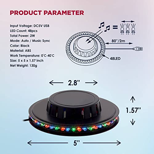BestLuz Sound Activated Party Lights x 2 Pack, USB Powered DJ Disco Lights for Parties, Birthday Party Decorations, Halloween Party Supplies, RGB Lights Sync with Music, Wall Mount Installation