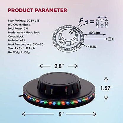 BestLuz Sound Activated Party Lights x 2 Pack, USB Powered DJ Disco Lights for Parties, Birthday Party Decorations, Halloween Party Supplies, RGB Lights Sync with Music, Wall Mount Installation