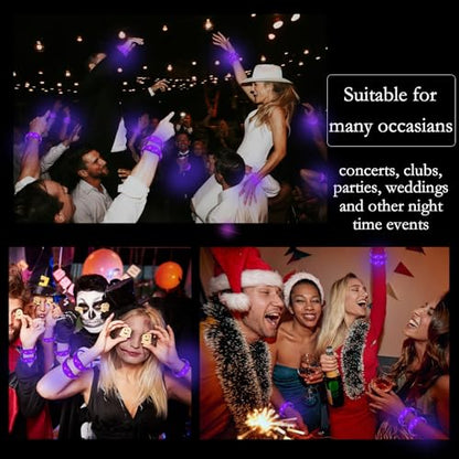 24 Pcs LED Glow Bracelets Sound Activated Bracelet Glow Bracelets with Flashing LED Strobe for Carnival, Concerts , Night Events, Rave, Game Prizes, Birthday Party Favor (purple) - color: Purple