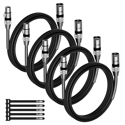4-Pack DMX Stage Lighting Cable 10FT, 3 Pin XLR Male to Female Cable, Compatible with XLR Microphone Audio Connection, for DJ Moving Head Par Light Mic Mixer, Podcast, 22AWG OFC, 110 Ohms Impedance - size: 10FT, style: 4-Pack
