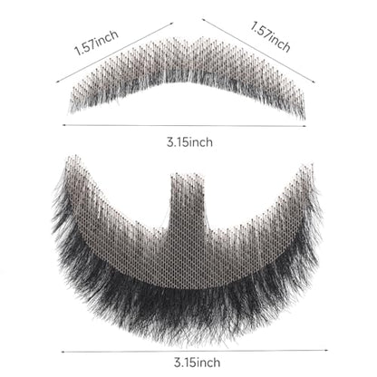 Hand-Tied Human Hair Fake Beard and Mustache for Costumes and Theater | Hand-knotted human hair on lightweight lace creates natural-looking facial hair for costumes, cosplay, theater and film - color: Style 1--black