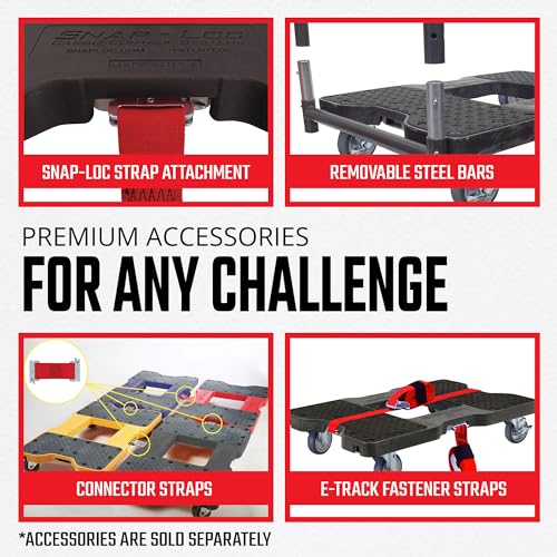 SNAP-LOC, Heavy Duty Furniture Moving Dolly, 4 Wheels, 1,500 lb, Dollies for Moving Cargo, E Strap Attachment Included, Red, Made in USA - style: Heavy Duty Moving Dolly 4 Wheels, Red