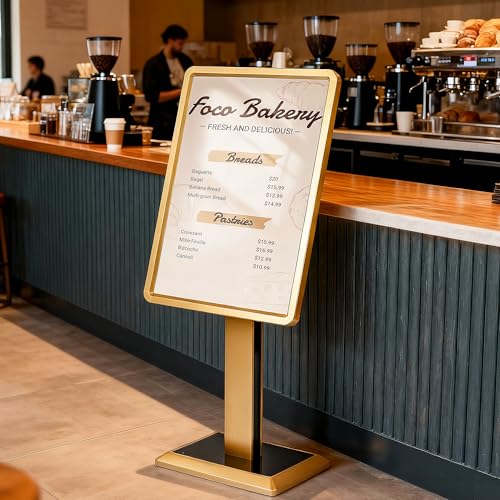 lesolar Adjustable Floor Standing Sign Holder Display, 21" x 29"Menu Stand | Aluminum Alloy Heavy Duty Pedestal Sign Stand, Menu Poster Message Advertisement Display Holder for Restaurant Cafe Hotel