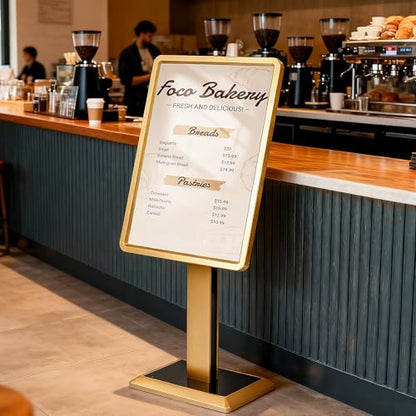 lesolar Adjustable Floor Standing Sign Holder Display, 21" x 29"Menu Stand | Aluminum Alloy Heavy Duty Pedestal Sign Stand, Menu Poster Message Advertisement Display Holder for Restaurant Cafe Hotel