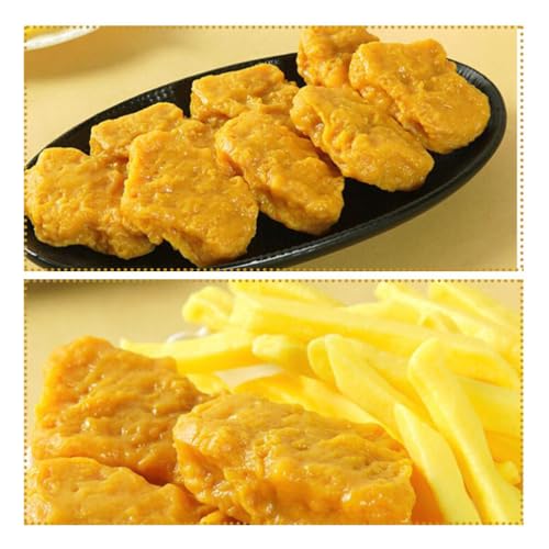 Toyvian Artificial Fried Chicken Model and French Fries Model 10-Piece Fake Food Set for Doll House Kitchen Display Food Decor Photobooth Props Market Showcase Small Lightweight