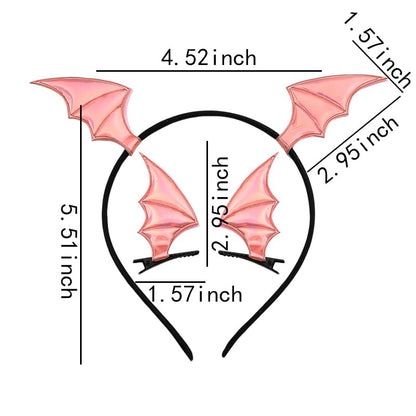Guqqeuc Halloween Bat Headband Hair Clips Set for Women Girls Bat Wing Hairbands Halloween Hair Barrettes Set for Girls Pink Halloween Hair Accessories for Cosplay Costume Decorations