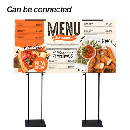 Eocnrhe Heavy Duty Banner Stand with Non-slip Mat Base, Adjustable Pedestal Poster Stand Up to 82 inches, Double Side Show Sign Stand, Connected Show Floor Standing Sign holder for Outdoor Display