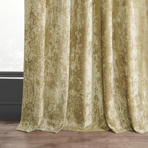 HPD Half Price Drapes Lush Crush Velvet Curtains - Room Darkening Curtain 84 Inches Long for Bedroom & Living Room, Luxury Look, Rod Pocket Design, (1 Panel), 50W x 84L, Gold - color: Gold, size: 50"W x 84"L (Pack of 1)