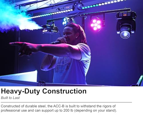 Rockville ACC-B Collapsible T-Bar Lighting Bar for 35MM Pole Stand, Travel Bag Included, 4 Light Mounts, Portable, Perfect for DJs/Events/Lights | Steel Construction, 200 lbs Load Capacity, 48" Wide, 4 Hang Holes, Collapsible, Includes Travel Bag and Moun