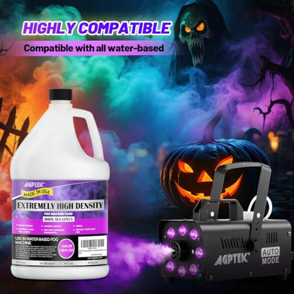 AGPTEK 1Gal Fog Machine Liquid, Extreme High Density Fog Juice, Water-Based | Fits 400-1500W Foggers, High Output, Long-Lasting Fog Liquid,Thick Atmosphere, Halloween, Indoor and Outdoor, Made in USA - color: 1Gallon-Extreme High Density