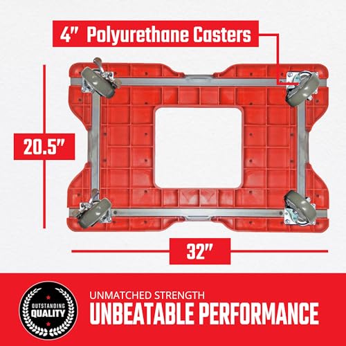 SNAP-LOC, Heavy Duty Furniture Moving Dolly, 4 Wheels, 1,500 lb, Dollies for Moving Cargo, E Strap Attachment Included, Red, Made in USA - style: Heavy Duty Moving Dolly 4 Wheels, Red