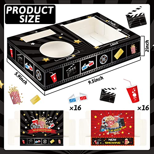 OBUSATT 32Pcs Movie Night Snack Trays Hold Popcorn Candy Food Drink, Movie Theater Popcorn Holder Disposable Movie Boxes Supplies for Kid's Birthday Party Concession Stand Carpet Family - style: Movie Night