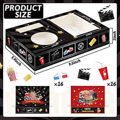 OBUSATT 32Pcs Movie Night Snack Trays Hold Popcorn Candy Food Drink, Movie Theater Popcorn Holder Disposable Movie Boxes Supplies for Kid's Birthday Party Concession Stand Carpet Family - style: Movie Night