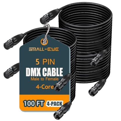SMALL-EYE 5 Pin DMX Cables 100 ft 4-Pack, 4-Core Male to Female - size: 100 feet -4 Packs