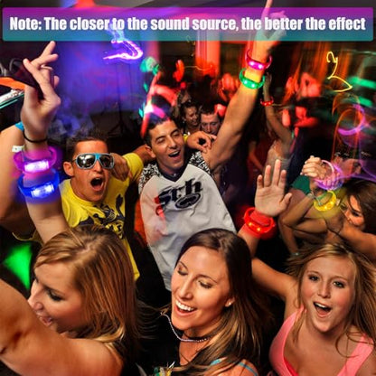 100 Pcs LED Bracelets Sound Activated with Flashing LED Strobe Music Control Light Up Bracelets for Rave, Game Prizes, Birthday Party Favor,Valentine's Day gift - color: Red, Yellow, Blue, Green, Orange, White, Purple, Rose Red