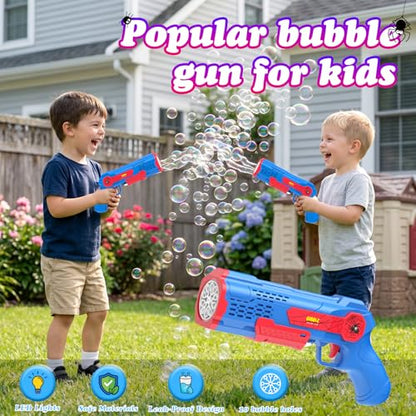 PANACARE Automatic Bubble Gun for Kids,Bubble Gun with 10000+ Bubbles/Min /10 Bubble Holes/LED Light, Bubble Machine Gift for Garden, Party, Wedding, Best Gifts idea (Blue)