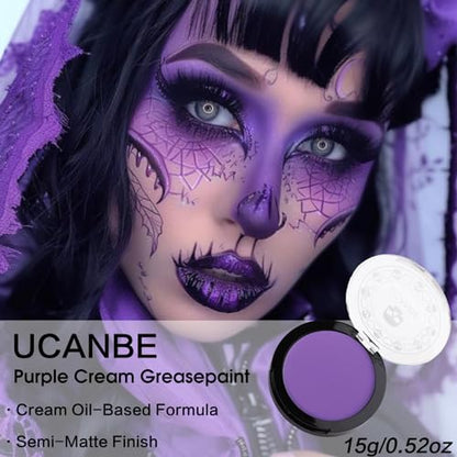UCANBE Purple Face Body Paint Makeup Foundation, Professional Blendable Cream Greasepaint, Non-Toxic Face Paint Kit for Halloween Parties, Mermaid SFX Makeup, Ursula Widowmaker Dabi Costume & Cosplay - color: Purple