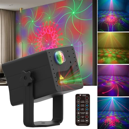 Portable Rechargeable RGB Laser-LED Light Sound Activated Projector for DJ Disco Stage Party Xmas Pub KTV Dance Mood Birthday Wedding in-Car Travel Show Home Camp Trip (RGB LED & RG Patterns Laser) - style: RGB LED & RG PATTERNS LASER