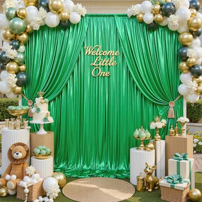 gogoparti 10x10FT Green Sequin Backdrop Curtain - 2 Panels of 5x10FT Wrinkle-Free Glitter Drapes for Photography, Birthdays, Weddings & Graduations - color: Green, size: 5FT x 10FT(2 panels)