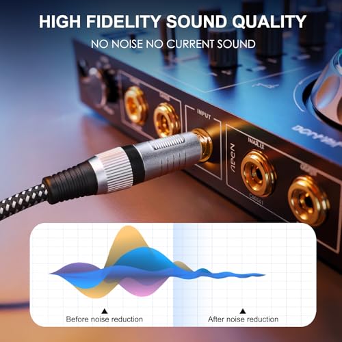 XLR Female to 1/4 Inch TRS Cable 50 FT, Nylong Braided XLR 3 Pin Female to 6.35mm TRS Male Balanced Wire Mic Cord (Pure Copper Conductors) - size: 50FT