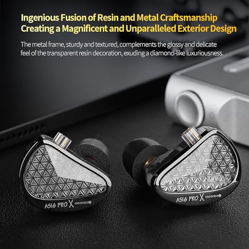 KZ AS16 PRO X in Ear Monitor Headphones HiFi Gaming Earbuds 16BA Balanced Armature Drivers IEM Earphones for Musicians Singers Audiophile Dj Drummers - size: With Mic