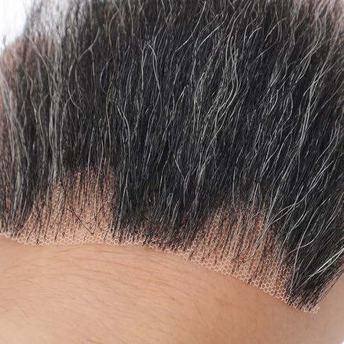 Parceria Fake Mustache Realistic Beard, Human Hair Full Hand Tied Lace Invisible Facial Hair, Natural Looking Fake Beard Goatee for Men's Cosplay, Halloween Costumes (LT White Mix Grey Beard) - color: LT White Mix Grey Beard
