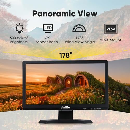 JaiHo 15.6-Inch Professional Security Monitor, 1920x1080P CCTV Screen with Metal Housing, BNC HDMI VGA AV USB, Industrial Display for DVR NVR System, 24/7 Reliable Security Surveillance - color: 15.6 inch 1920×1080