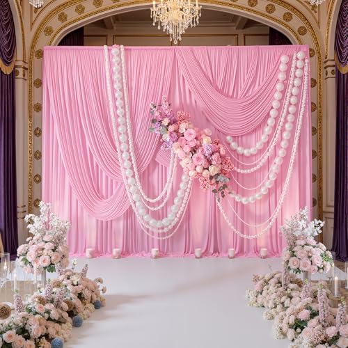 10ft x 8ft Wrinkle Free Pink Backdrop Curtain Drapes, Thick Polyester Baby Pink Backdrop for Girls Birthday Wedding Party Background Baby Shower - color: Pink, size: 10ftx8ft