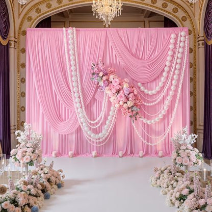 10ft x 8ft Wrinkle Free Pink Backdrop Curtain Drapes, Thick Polyester Baby Pink Backdrop for Girls Birthday Wedding Party Background Baby Shower - color: Pink, size: 10ftx8ft