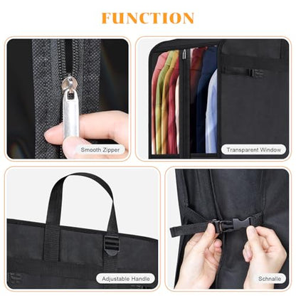 Univivi Garment Bag for Moving, Heavy Duty Suit Bag, 50 Inch, Set of 2 | Large Travel Bag for Moving, Non-woven Fabric, Suit Cover with Clear Window, Handles and Buckle Straps for Suit, Coat, Jacket - size: 24"X50"- 2pcs