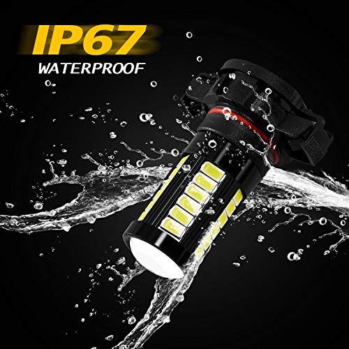 AUXLIGHT 5202 5201 12085 9009 H16 (European) LED Fog Light Bulbs 6000K Xenon White, Super Bright 2800 Lumens 33-SMD Chips LED Daytime Running Lights DRL Bulbs Replacement for Cars, Trucks (Pack of 2) - size: 5202 / 5201