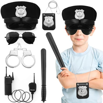 Police Costume Accessories Adjustable Cop Hat for Adults Boys Girls Police Officer Theater Dress Up Theme Party - color: Set-a