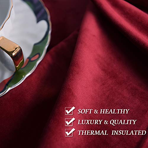 RYB HOME Red Velvet Curtains 63 inches Long - Super Soft Room Darkening Energy Efficiency Window Covering for Girl Bedroom Living Room Bathroom Backdrop, W 52 x L 63 inch, Ruby Red, 2 Panels - color: Ruby Red, size: 52"W x 63"L (Pack of 2)