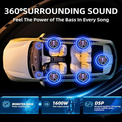2026 Upgraded 1600W 10" Slim Under Seat Subwoofers with Amp & LED Ambient Lights for Truck/Car - Deep Bass, Individual Controls (LPF/Gain/Bass Boost), High Output Distortion-Free Audio - color: Purple