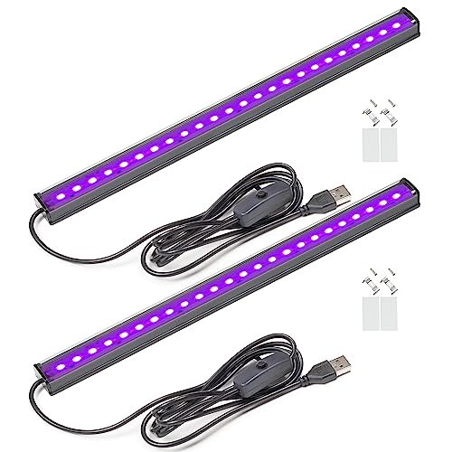 GREENIC USB Black Light Bar, 10W 1ft Upgraded UV LED Blacklight Strip Lights, Small Black Lights for Glow Party, Posters, Tapestry, Room, Bedroom Decor, Body Paint, Halloween Decorations, 2 Pack - style: Modern